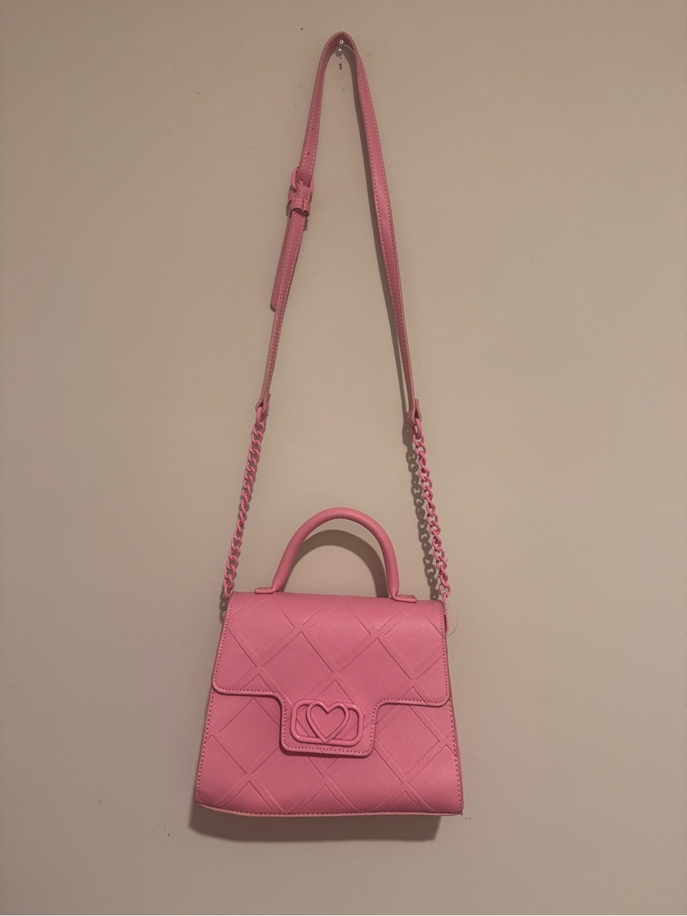 Betsey Johnson Pink Quilted Top-Handle Crossbody Bag